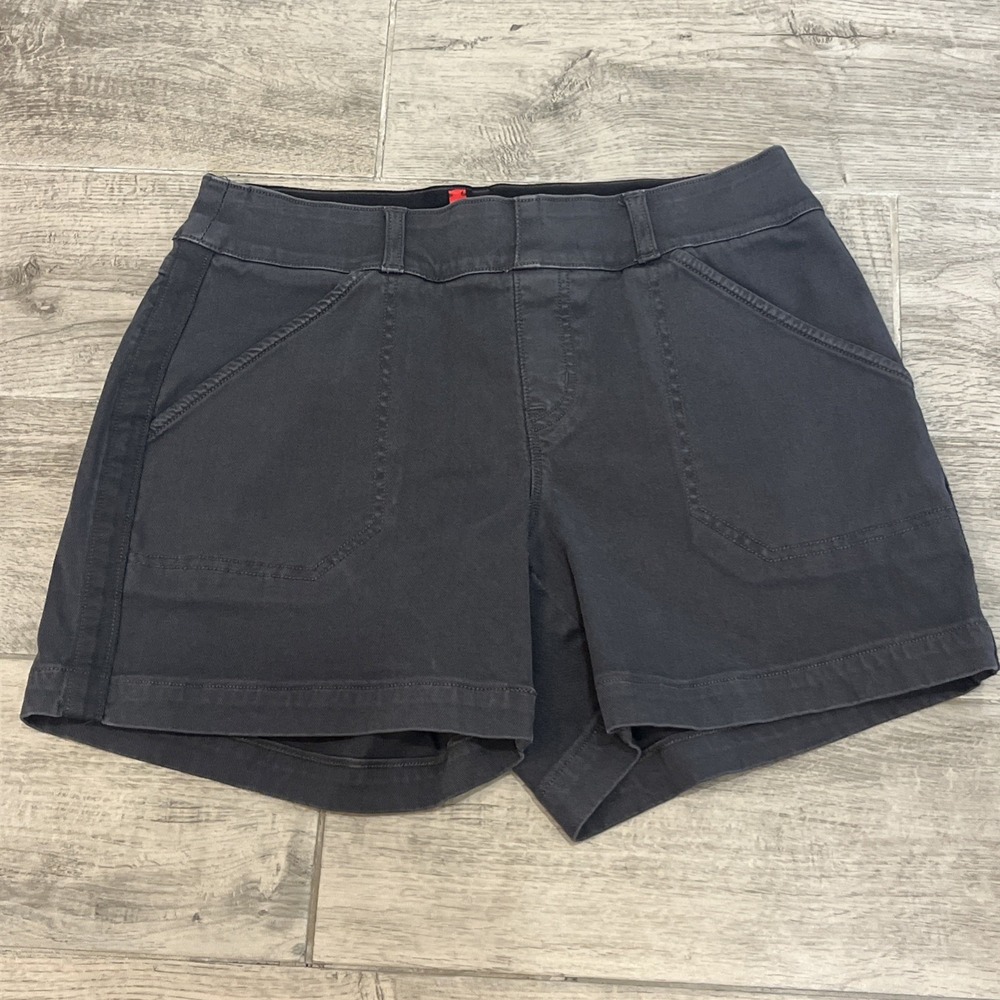 SPANX Women's Stretch Twill Shorts Charcoal or Faded Black Pull On Size Small